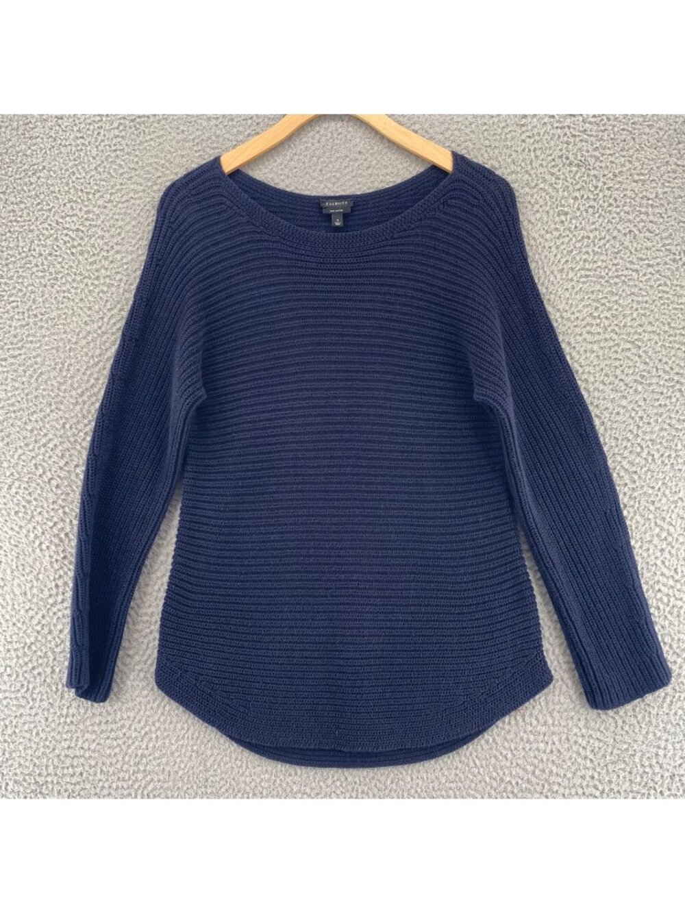 Talbots Sweater Womens Small Navy Pima Cotton Chunky Knit Boat Neck Long Sleeve